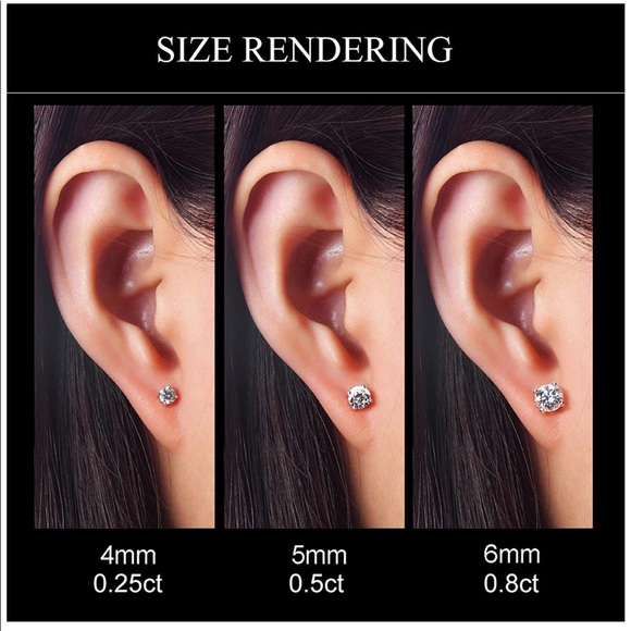 Sterling Silver 925. Simulate Diamond Stud Earring. - Picture 14 of 15